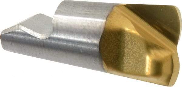 Seco - MM10 MD08 Grade F30M Carbide End Milling Tip Insert - TiAlN/TiN Finish, 2 Flutes, 0.394" Cutting Diam, 0.02" Depth of Cut, 0.335" Extension, 0.197" Cnr Rad - USA Tool & Supply