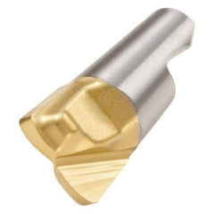 Seco - MM12 MD10 Grade F15M Carbide End Milling Tip Insert - TiAlN/TiN Finish, 2 Flutes, 0.472" Cutting Diam, 0.024" Depth of Cut, 0.401" Extension, 0.256" Cnr Rad - USA Tool & Supply