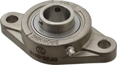 Browning - 1" ID, 4-7/8" OAL x 2-11/16" OAH 2-Bolt Flange - 1,651 Lb Static Cap, 2,801 Lb Dyn Cap, 3-57/64" Btw Mnt Hole Ctrs, Stainless Steel - USA Tool & Supply