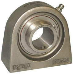 Browning - 1" ID, 3" OAL x 2-13/16" OAH Tapped Base - 1,651 Lb Static Cap, 2,801 Lb Dyn Cap, 2" Btw Mnt Hole Ctrs, 1-7/16" Base-to-Ctr Ht, Stainless Steel - USA Tool & Supply
