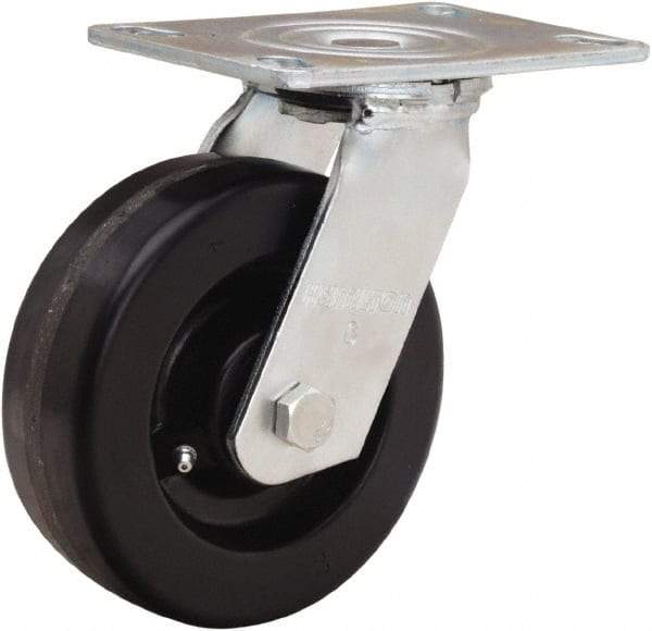 Hamilton - 6" Diam x 2" Wide x 7-1/2" OAH Top Plate Mount Swivel Caster - Phenolic, 900 Lb Capacity, Straight Roller Bearing, 4-1/2 x 6-1/4" Plate - USA Tool & Supply