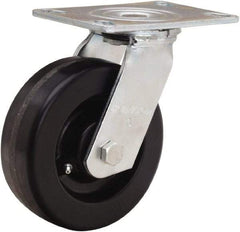 Hamilton - 6" Diam x 2" Wide x 7-1/2" OAH Top Plate Mount Swivel Caster - Phenolic, 900 Lb Capacity, Straight Roller Bearing, 4-1/2 x 6-1/4" Plate - USA Tool & Supply