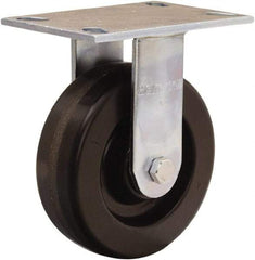 Hamilton - 6" Diam x 2" Wide x 7-1/2" OAH Top Plate Mount Rigid Caster - Phenolic, 900 Lb Capacity, Straight Roller Bearing, 4-1/2 x 6-1/4" Plate - USA Tool & Supply