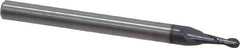 SGS - 1/16" Diam, 3/16" LOC, 2 Flute Solid Carbide Ball End Mill - AlTiN Finish, Single End, 1-1/2" OAL, 1/8" Shank Diam, Spiral Flute - USA Tool & Supply