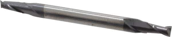 Accupro - 3/32", 3/16" LOC, 1/8" Shank Diam, 1-1/2" OAL, 2 Flute, Solid Carbide Square End Mill - Double End, AlTiN Finish, Spiral Flute, 30° Helix, Centercutting, Right Hand Cut, Right Hand Flute - USA Tool & Supply