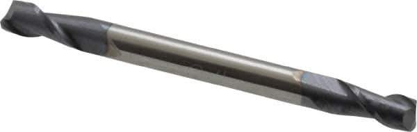 Accupro - 1/8", 1/4" LOC, 1/8" Shank Diam, 1-1/2" OAL, 2 Flute, Solid Carbide Square End Mill - Double End, AlTiN Finish, Spiral Flute, 40° Helix, Centercutting, Right Hand Cut, Right Hand Flute - USA Tool & Supply