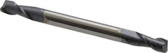 Accupro - 1/8", 1/4" LOC, 1/8" Shank Diam, 1-1/2" OAL, 2 Flute, Solid Carbide Square End Mill - Double End, AlTiN Finish, Spiral Flute, 40° Helix, Centercutting, Right Hand Cut, Right Hand Flute - USA Tool & Supply