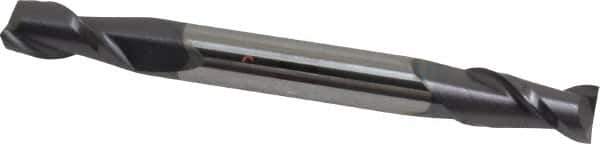 Accupro - 1/4", 1/2" LOC, 1/4" Shank Diam, 2-1/2" OAL, 2 Flute, Solid Carbide Square End Mill - Double End, AlTiN Finish, Spiral Flute, 40° Helix, Centercutting, Right Hand Cut, Right Hand Flute - USA Tool & Supply