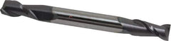 Accupro - 1/4", 1/2" LOC, 1/4" Shank Diam, 2-1/2" OAL, 2 Flute, Solid Carbide Square End Mill - Double End, AlTiN Finish, Spiral Flute, 40° Helix, Centercutting, Right Hand Cut, Right Hand Flute - USA Tool & Supply
