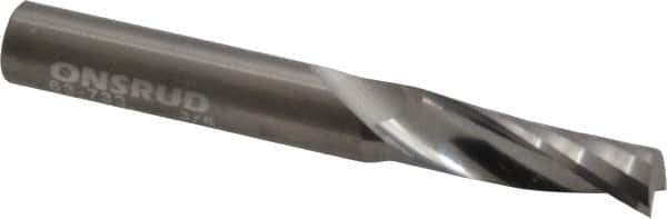 Onsrud - 3/8" Cutting Diam x 1-1/8" Length of Cut, 1 Flute, Upcut Spiral Router Bit - Uncoated, Right Hand Cut, Solid Carbide, 3" OAL x 3/8" Shank Diam, Single Edge, 21° Helix Angle - USA Tool & Supply