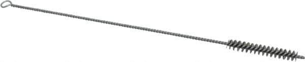 Schaefer Brush - 3" Long x 1/2" Diam Stainless Steel Long Handle Wire Tube Brush - Single Spiral, 15" OAL, 0.006" Wire Diam, 0.17" Shank Diam - USA Tool & Supply