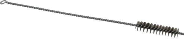 Schaefer Brush - 3" Long x 3/4" Diam Stainless Steel Long Handle Wire Tube Brush - Single Spiral, 15" OAL, 0.007" Wire Diam, 3/8" Shank Diam - USA Tool & Supply