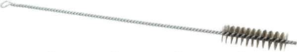 Schaefer Brush - 3" Long x 7/8" Diam Stainless Steel Long Handle Wire Tube Brush - Single Spiral, 15" OAL, 0.007" Wire Diam, 3/8" Shank Diam - USA Tool & Supply