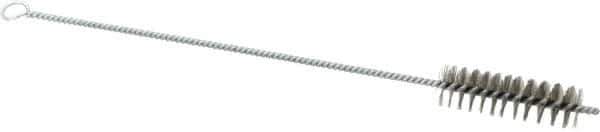 Schaefer Brush - 3" Long x 1" Diam Stainless Steel Long Handle Wire Tube Brush - Single Spiral, 15" OAL, 0.007" Wire Diam, 3/8" Shank Diam - USA Tool & Supply