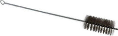 Schaefer Brush - 3" Long x 1-1/2" Diam Stainless Steel Long Handle Wire Tube Brush - Single Spiral, 15" OAL, 0.007" Wire Diam, 3/8" Shank Diam - USA Tool & Supply