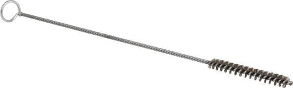 Schaefer Brush - 3" Long x 3/8" Diam Stainless Steel Long Handle Wire Tube Brush - Single Spiral, 27" OAL, 0.005" Wire Diam, 0.145" Shank Diam - USA Tool & Supply