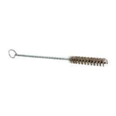 Schaefer Brush - 3" Long x 1/2" Diam Stainless Steel Long Handle Wire Tube Brush - Single Spiral, 27" OAL, 0.006" Wire Diam, 0.17" Shank Diam - USA Tool & Supply