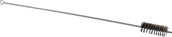 Schaefer Brush - 3" Long x 1-1/4" Diam Stainless Steel Long Handle Wire Tube Brush - Single Spiral, 27" OAL, 0.007" Wire Diam, 3/8" Shank Diam - USA Tool & Supply
