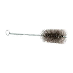 Schaefer Brush - 3" Long x 1-1/2" Diam Stainless Steel Long Handle Wire Tube Brush - Single Spiral, 27" OAL, 0.009" Wire Diam, 3/8" Shank Diam - USA Tool & Supply