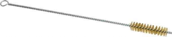 Schaefer Brush - 3" Long x 3/4" Diam Brass Long Handle Wire Tube Brush - Single Spiral, 15" OAL, 0.006" Wire Diam, 3/8" Shank Diam - USA Tool & Supply