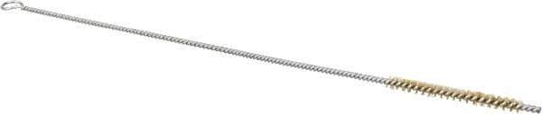 Schaefer Brush - 3" Long x 1/4" Diam Brass Long Handle Wire Tube Brush - Single Spiral, 27" OAL, 0.005" Wire Diam, 0.13" Shank Diam - USA Tool & Supply