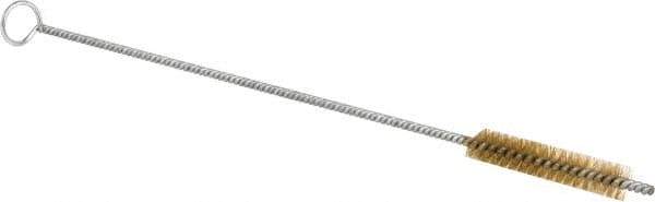 Schaefer Brush - 3" Long x 1/2" Diam Brass Long Handle Wire Tube Brush - Single Spiral, 27" OAL, 0.006" Wire Diam, 0.17" Shank Diam - USA Tool & Supply