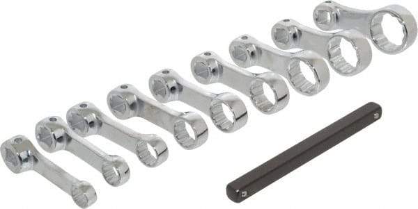 Proto - 9 Piece 3/8" Drive Torque Adapter Set - 3/8 to 7/8", with Clip Rail - USA Tool & Supply