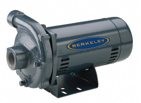 Berkeley - ODP Motor, 115/230 Volt, 1 Phase, 1-1/2 HP, Cast Iron Straight Pump - 1-1/4 Inch Inlet, 1 Inch Outlet, 118 Max Head psi, Noryl Impeller - USA Tool & Supply