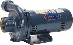 Berkeley - TEFC Motor, 208-230/460 Volt, 3 Phase, 2-1/2 HP, Cast Iron Straight Pump - 2 Inch Inlet, 1-1/2 Inch Outlet, 142 Max Head psi, Brass Impeller - USA Tool & Supply