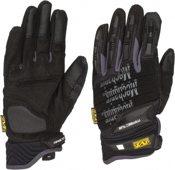 Mechanix Wear - Size L (10) Synthetic Leather/Spandex/Lycra/TPR Anti-Vibration/Impact Protection Work Gloves - For Mechanic's & Lifting, Uncoated, Hook & Loop Cuff, Full Fingered, Black, Paired - USA Tool & Supply