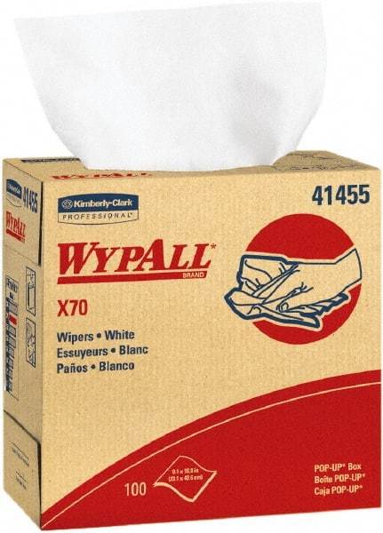 WypAll - X70 Dry Shop Towel/Industrial Wipes - Pop-Up, 16-3/4" x 9" Sheet Size, White - USA Tool & Supply