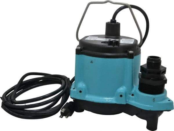 Little Giant Pumps - 1/3 hp, 115 Amp Rating, 115 Volts, Manual Operation, Dewatering Pump - Cast Iron Housing - USA Tool & Supply