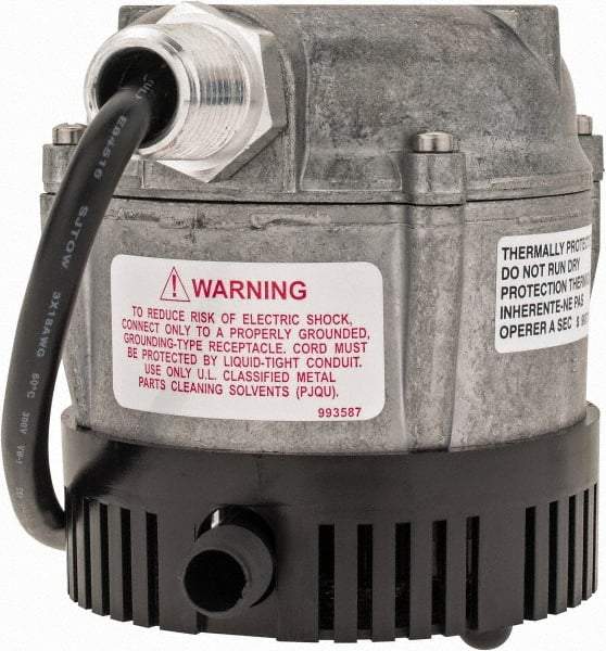 Little Giant Pumps - 115 Amp Rating, 115 Volts, Electric Button Operation, Submersible Pump - Cast Aluminum Housing - USA Tool & Supply