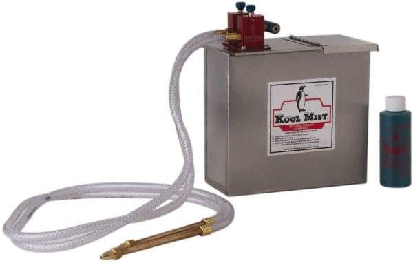 Kool Mist - 2 Outlet, 1 Gal Tank Capacity, Stainless Steel Tank Mist Coolant System - 4' Coolant Line Length, 6" Hose Length, 5/16" Nozzle Diam - USA Tool & Supply