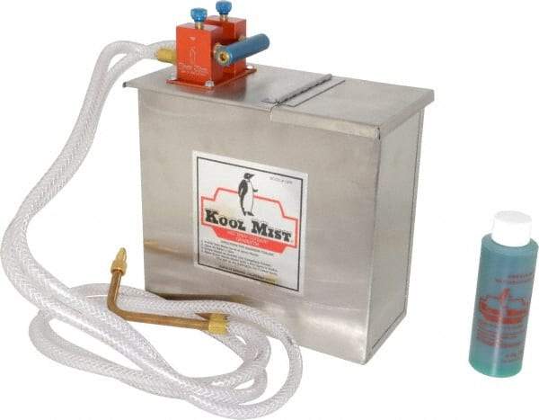 Kool Mist - 2 Outlet, 1 Gal Tank Capacity, Stainless Steel Tank Mist Coolant System - 4' Coolant Line Length, 6" Hose Length, 5/16" Nozzle Diam - USA Tool & Supply