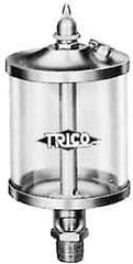 Trico - 1 Outlet, Glass Bowl, 5 Ounce Manual-Adjustable Oil Reservoir - 3/8 NPT Outlet, 2-5/8" Diam x 6-1/16" High - USA Tool & Supply