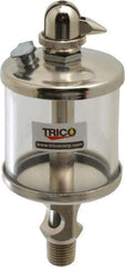 Trico - 1 Outlet, Glass Bowl, 2.5 Ounce Manual-Adjustable Oil Reservoir - 1/4 NPT Outlet, 2-1/8" Diam x 5-7/16" High - USA Tool & Supply
