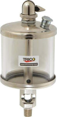 Trico - 1 Outlet, Glass Bowl, 5 Ounce Manual-Adjustable Oil Reservoir - 1/8 NPT Outlet, 2-5/8" Diam x 6-1/16" High - USA Tool & Supply