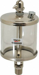 Trico - 1 Outlet, Glass Bowl, 10 Ounce Manual-Adjustable Oil Reservoir - 3/8 NPT Outlet, 3-1/8" Diam x 6-13/16" High - USA Tool & Supply