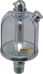 Trico - 1 Outlet, Acrylic Bowl, 4 Ounce Manual-Adjustable Oil Reservoir - 3/8 NPT Outlet, 2-5/16" Diam x 5-5/16" High - USA Tool & Supply