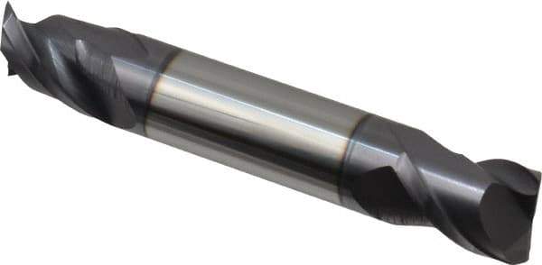 Accupro - 1/2", 5/8" LOC, 1/2" Shank Diam, 3" OAL, 2 Flute, Solid Carbide Square End Mill - Double End, AlTiN Finish, Spiral Flute, 40° Helix, Centercutting, Right Hand Cut, Right Hand Flute - USA Tool & Supply