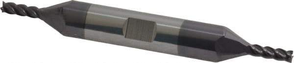 Accupro - 1/8", 3/8" LOC, 3/8" Shank Diam, 3" OAL, 4 Flute, Solid Carbide Square End Mill - Double End, AlTiN Finish, Spiral Flute, 40° Helix, Centercutting, Right Hand Cut, Right Hand Flute - USA Tool & Supply
