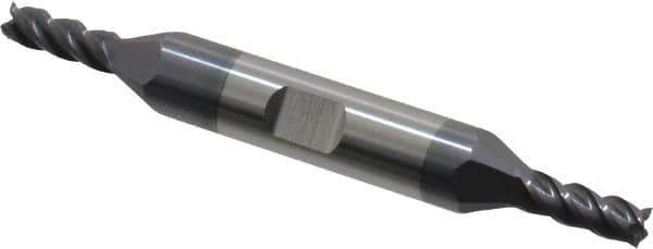 Accupro - 3/16", 1/2" LOC, 3/8" Shank Diam, 3" OAL, 4 Flute, Solid Carbide Square End Mill - Double End, AlTiN Finish, Spiral Flute, 40° Helix, Centercutting, Right Hand Cut, Right Hand Flute - USA Tool & Supply