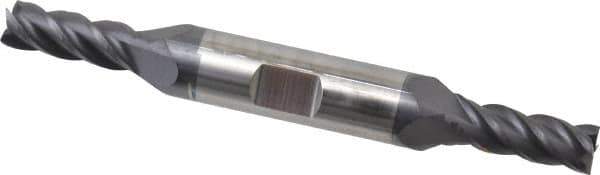 Accupro - 1/4", 5/8" LOC, 3/8" Shank Diam, 3" OAL, 4 Flute, Solid Carbide Square End Mill - Double End, AlTiN Finish, Spiral Flute, 40° Helix, Centercutting, Right Hand Cut, Right Hand Flute - USA Tool & Supply