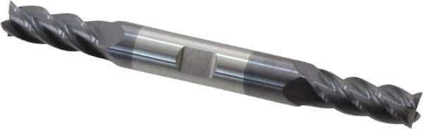 Accupro - 5/16", 3/4" LOC, 3/8" Shank Diam, 3-1/2" OAL, 4 Flute, Solid Carbide Square End Mill - Double End, AlTiN Finish, Spiral Flute, 40° Helix, Centercutting, Right Hand Cut, Right Hand Flute - USA Tool & Supply
