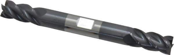 Accupro - 3/8", 3/4" LOC, 3/8" Shank Diam, 3-1/2" OAL, 4 Flute, Solid Carbide Square End Mill - Double End, AlTiN Finish, Spiral Flute, 40° Helix, Centercutting, Right Hand Cut, Right Hand Flute - USA Tool & Supply