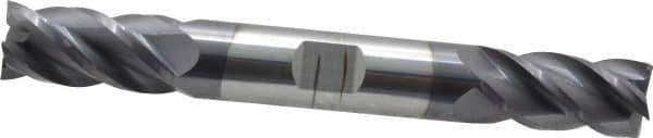 Accupro - 1/2", 1" LOC, 1/2" Shank Diam, 4" OAL, 4 Flute, Solid Carbide Square End Mill - Double End, AlTiN Finish, Spiral Flute, 40° Helix, Centercutting, Right Hand Cut, Right Hand Flute - USA Tool & Supply