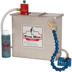 Kool Mist - 1 Outlet, 3 Gal Tank Capacity, Stainless Steel Tank Mist Coolant System - 4' Coolant Line Length, 18" Hose Length, 5/16" Nozzle Diam - USA Tool & Supply