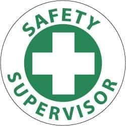 NMC - Safety Supervisor, Hard Hat Label - Green on White, 2" Thick, For Accident Prevention - USA Tool & Supply