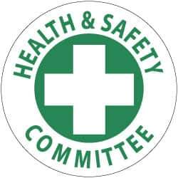 NMC - Health & Safety Committee, Hard Hat Label - Green on White, 2" Thick, For Accident Prevention - USA Tool & Supply